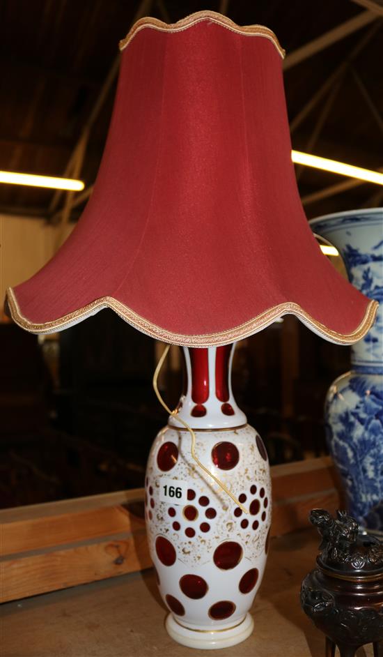 Ruby glass overlay lamp